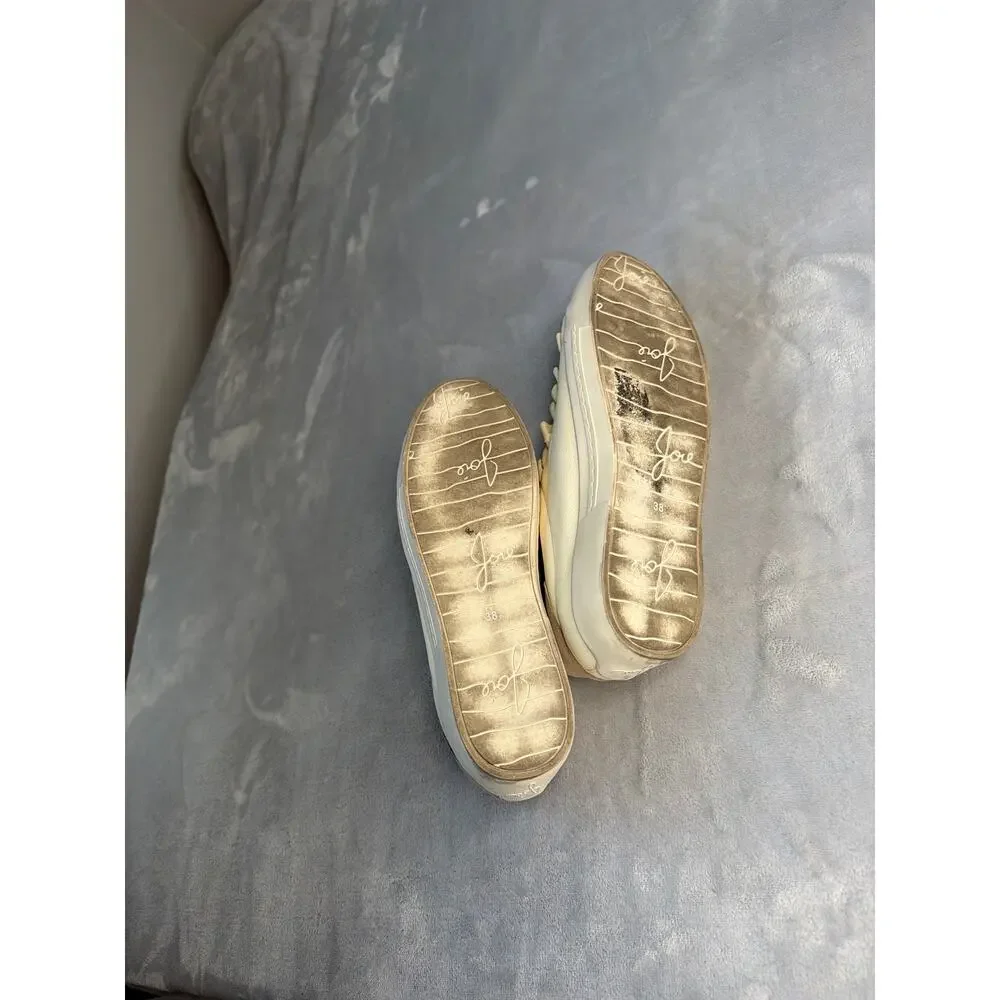 Joie Daw Butter Yellow Cream Suede Ruffle Low Top Slip On Sneakers 38 US 8